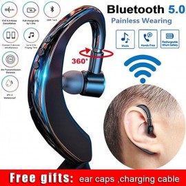 Wireless Bluetooth5.0 Headphone, Long Standby Business Earphone with Microphone, Waterproof Sport Bluetooth Headset, Noise Cancelling Earhook Earbuds for IOS Android Windows Smartphone
