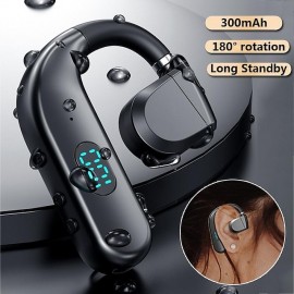 1Pc Long Standby Bluetooth Wireless Earpiece Led Power Display Bluetooth Earphone Noise Cancelling Wireless Headset Ear Hook Sport Headphone Button Control
