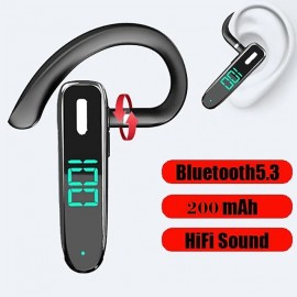 1Pc Long Standy Business Earpiece Bluetooth 5.3 Ear Hook Earphone Led Power Display Headset Noise Cancelling Bluetooth Headphone for Smartphone
