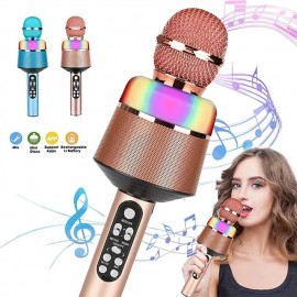 Portable Wireless Bluetooth Karaoke Microphone Home KTV Handheld Microphone Multifunctional Music Speaker Record Microphones for IOS Android Phone Computer
