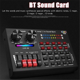 Multifunctional Bluetooth Live Sound Card Intelligent Audio Mixer Sound Card Voice Changer Sound Mixer Board for Computers And Mobilephone Live Sound
