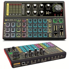 Professional Audio Mixer K300 Live Sound Card And Audio Interface Sound Board With Multiple DJ Mixer Effects Voice Changer And LED Light Prefect For
