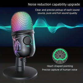 RGB Condenser Microphone with Noise Reduction - Perfect for Computer Dubbing Live Streaming and Gaming!
